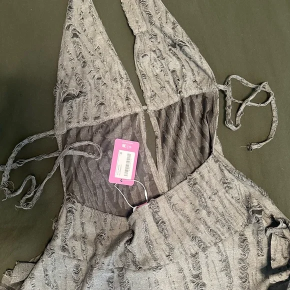 Edikted Charcoal Halter Swim Cover-Up - Picture 5 of 7